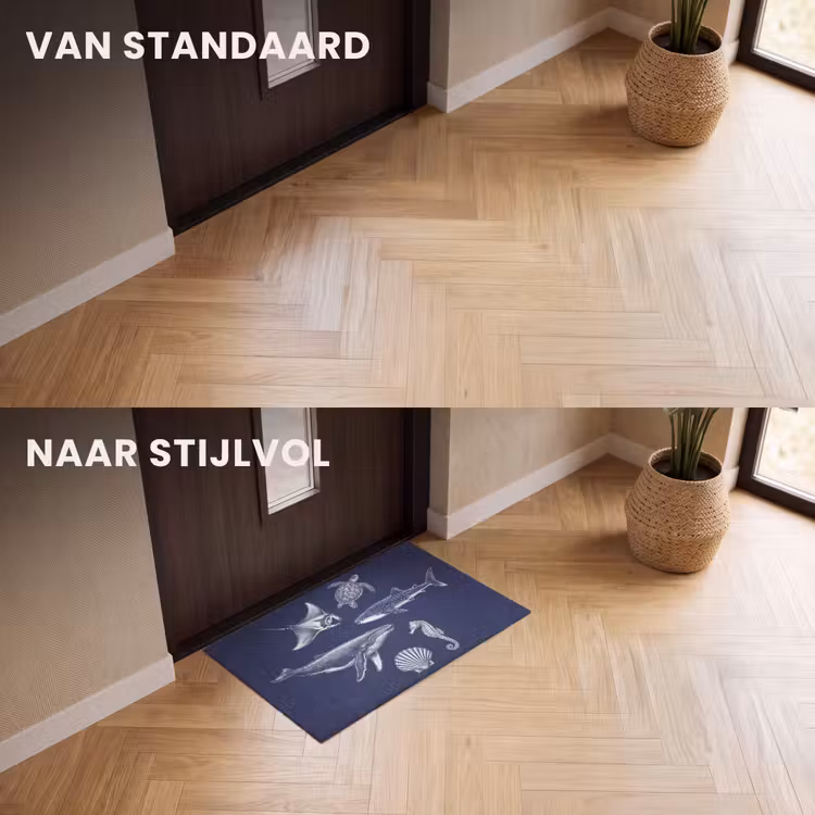 Deurmat - Dieren - Zeeleven - Oceaan - Graveren - Blauw — 3