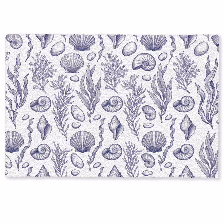 Deurmat - Schelpen - Zeewier - Oceaan - Illustratie - Blauw — 1