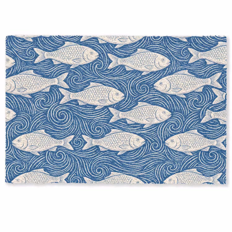Deurmat - Vis - Water - Patroon - Grafisch - Blauw — 1