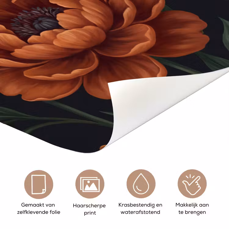 Deursticker - Bloemen - Bladeren - Natuur - Modern - Oranje — 3