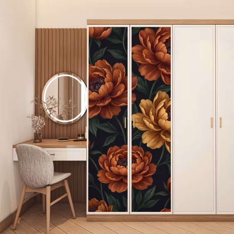 Deursticker - Bloemen - Bladeren - Natuur - Modern - Oranje — 5