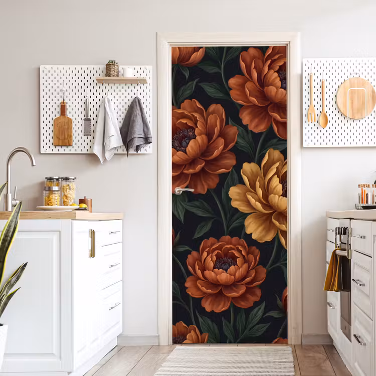 Deursticker - Bloemen - Bladeren - Natuur - Modern - Oranje — 7