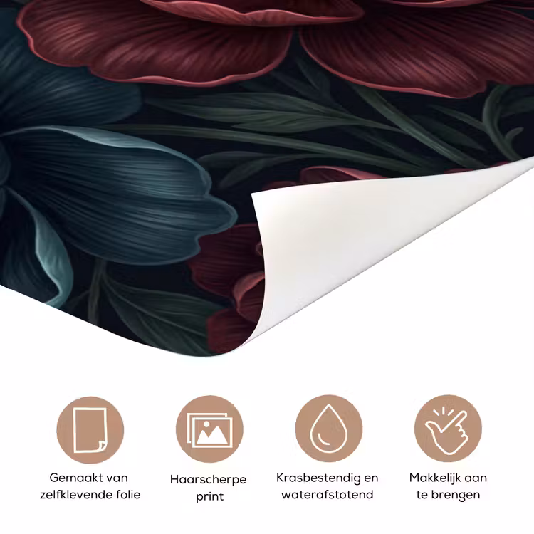 Deursticker - Bloemen - Patroon - Natuur - Klassiek - Donker — 3