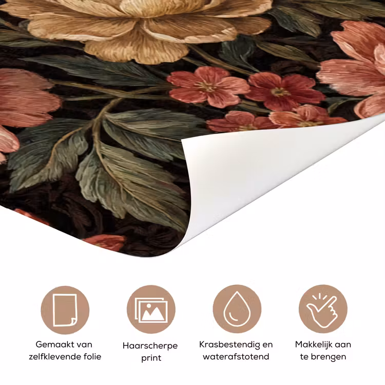 Deursticker - Bloemen - Patroon - Natuur - Vintage - Roze — 3