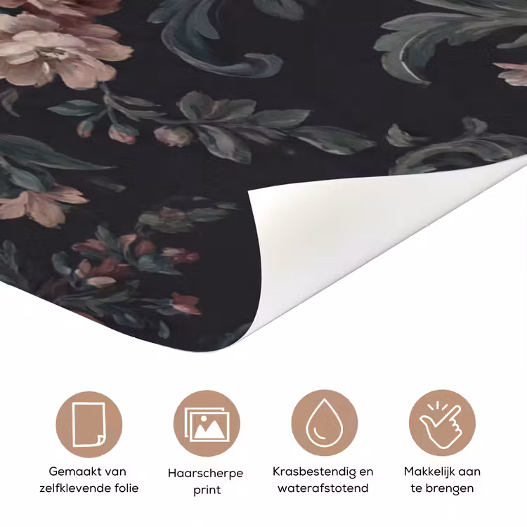 Deursticker - Bloemen - Patroon - Sierlijk - Roze - Donker — 3