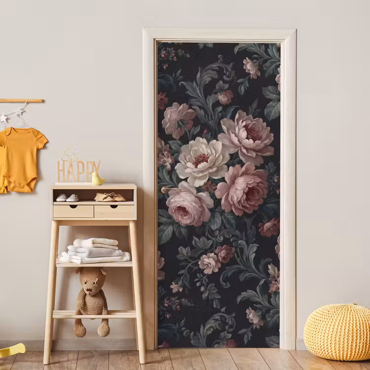 Deursticker - Bloemen - Patroon - Sierlijk - Roze - Donker — 6
