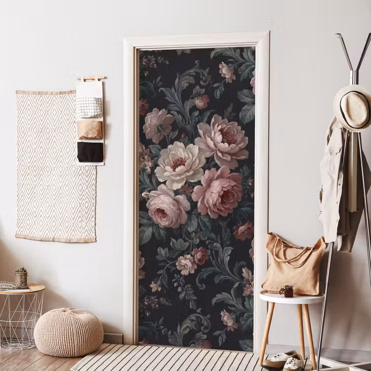 Deursticker - Bloemen - Patroon - Sierlijk - Roze - Donker — 8