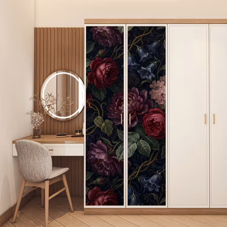 Deursticker - Bloemen - Rood - Klassiek - Donker - Patroon — 5