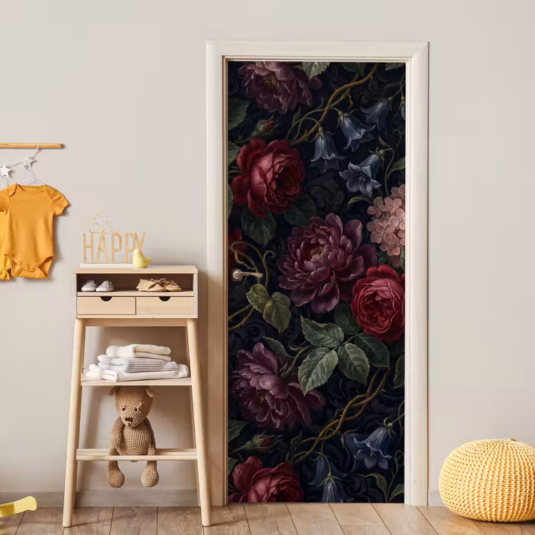 Deursticker - Bloemen - Rood - Klassiek - Donker - Patroon — 6