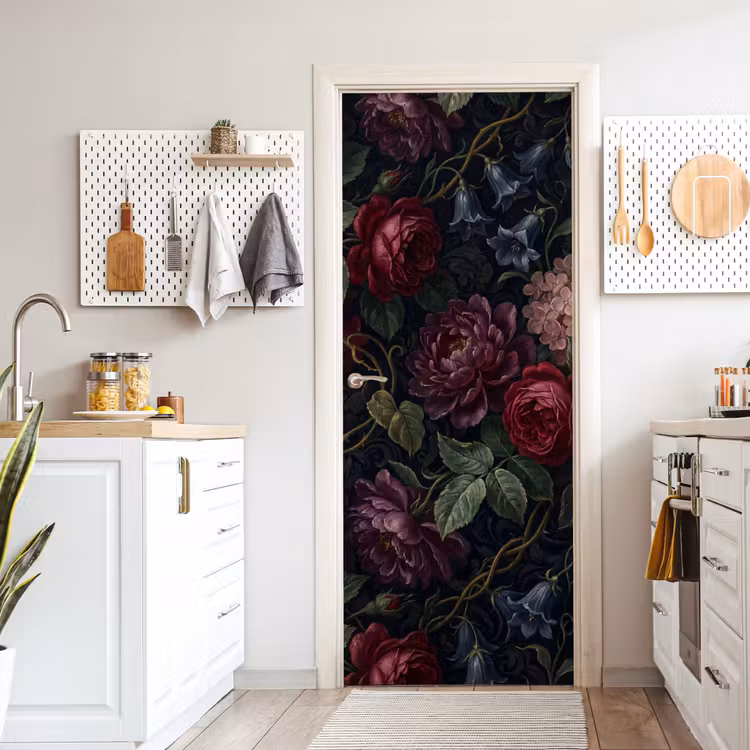 Deursticker - Bloemen - Rood - Klassiek - Donker - Patroon — 7