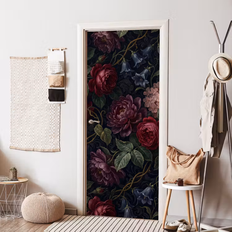 Deursticker - Bloemen - Rood - Klassiek - Donker - Patroon — 8