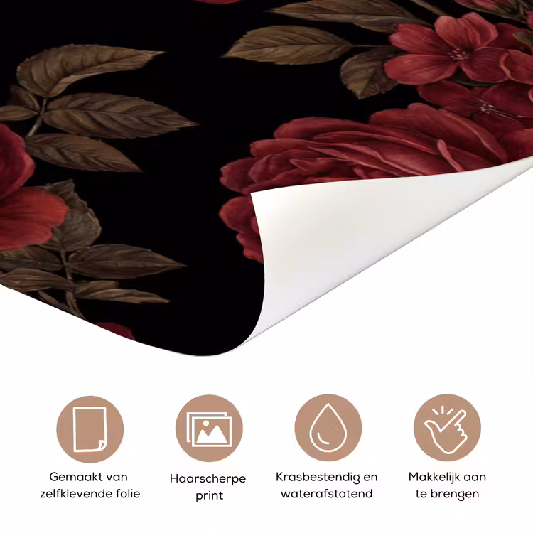 Deursticker - Bloemen - Roos - Patroon - Klassiek - Rood — 3