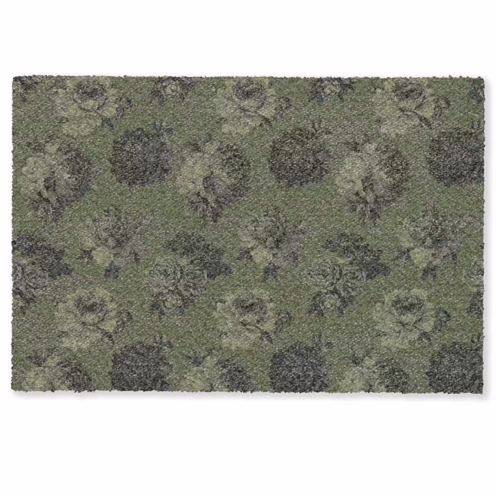 Deurmat - Klassiek - botanisch - Olijfgroen - Bloemen — 1