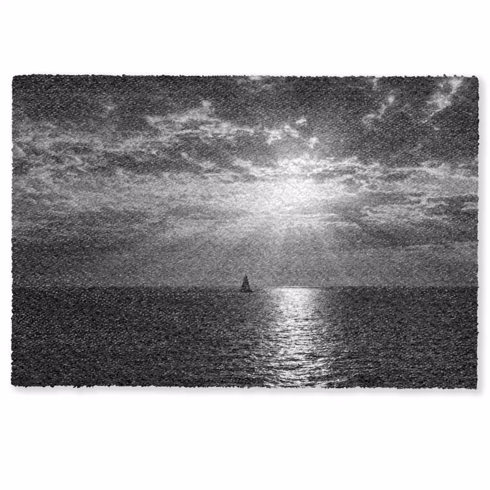Deurmat - Water - Boot - Lucht - Natuur - Zwart-wit — 1