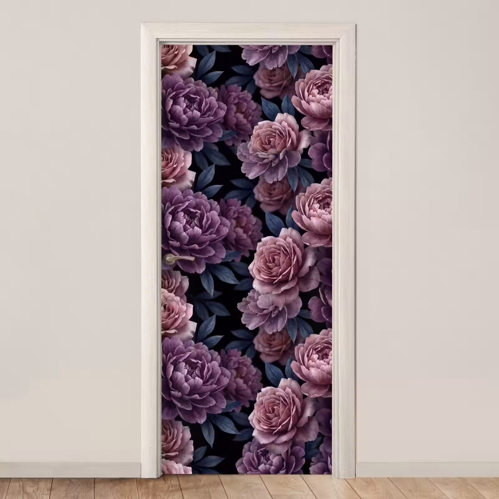 Deursticker - Bloemen - Patroon - Donker - Botanisch - Paars — 1
