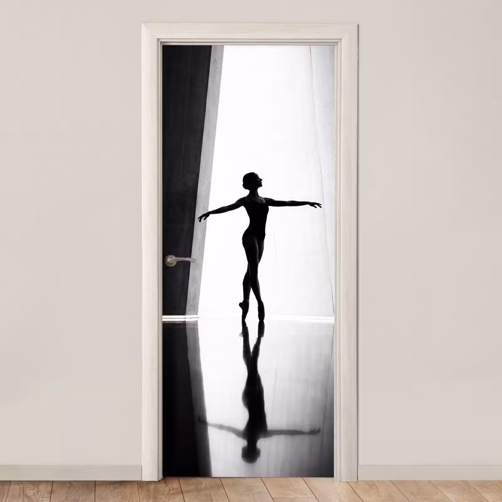 Deursticker - Danser - Silhouette - Kunst - Modern - Zwart-wit — 1