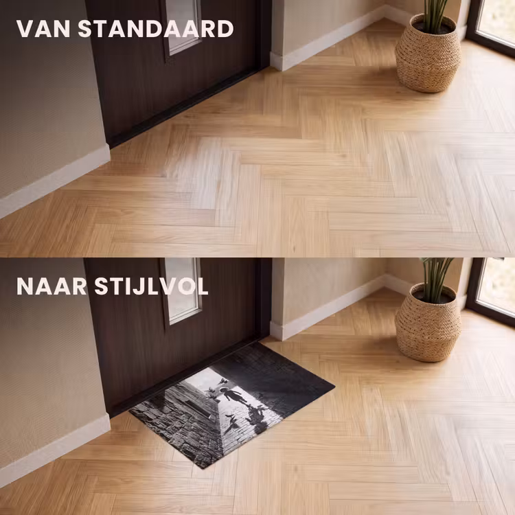 Deurmat - Kind - Vogel - Straat - Zwart-wit - Spelen — 3