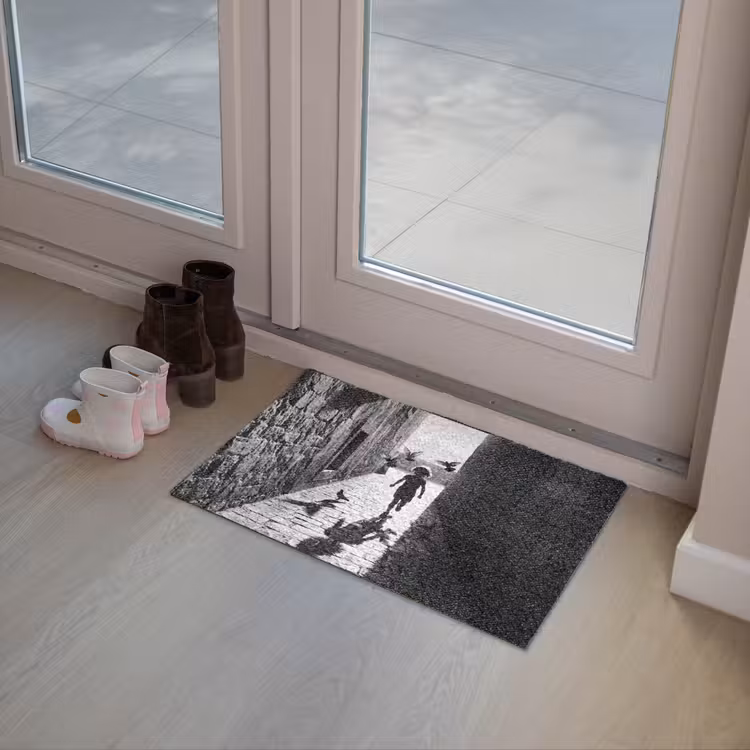 Deurmat - Kind - Vogel - Straat - Zwart-wit - Spelen — 8