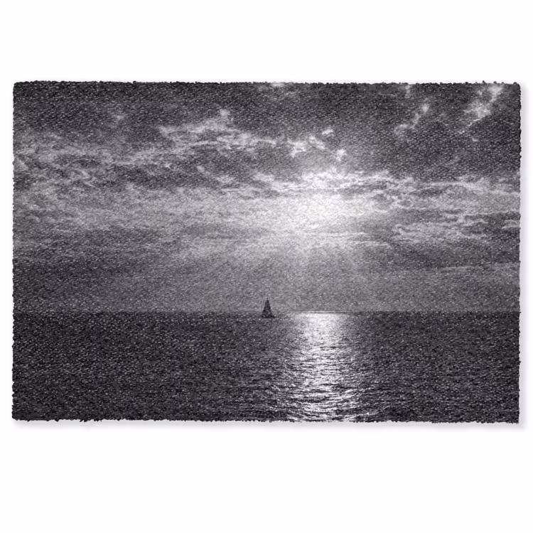 Deurmat - Water - Boot - Lucht - Natuur - Zwart-wit — 1