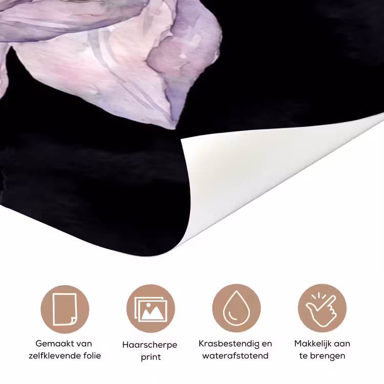 Deursticker - Bloemen - Aquarel - Modern - Roze - Donker — 3