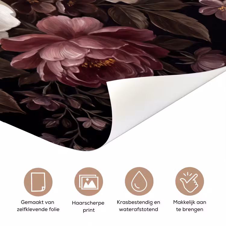 Deursticker - Bloemen - Boeket - Klassiek - Donker - Rood — 3