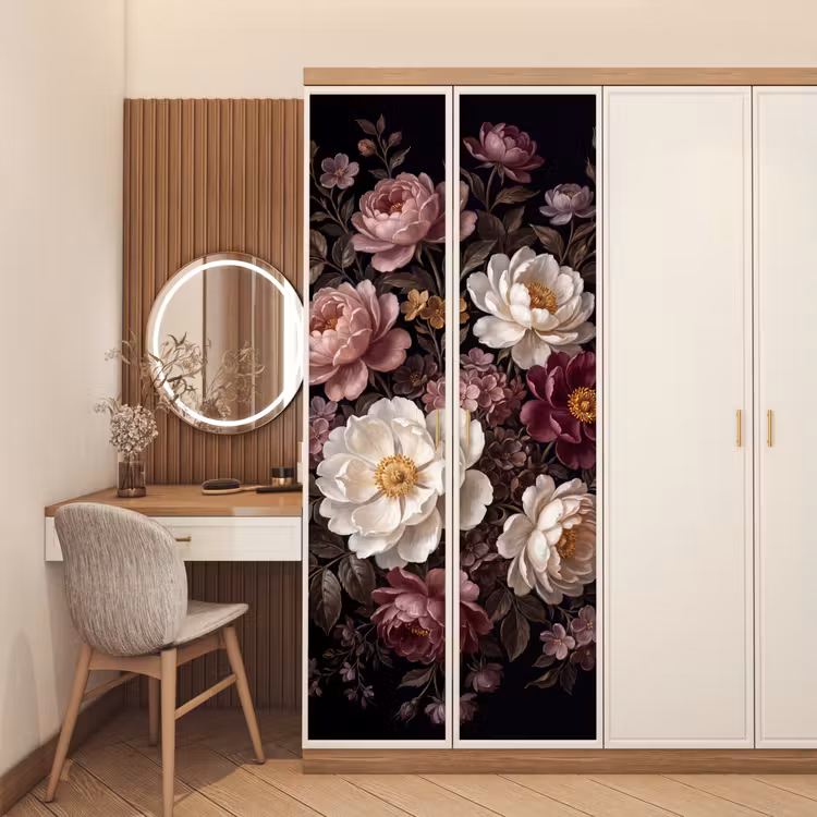 Deursticker - Bloemen - Boeket - Klassiek - Donker - Rood — 5