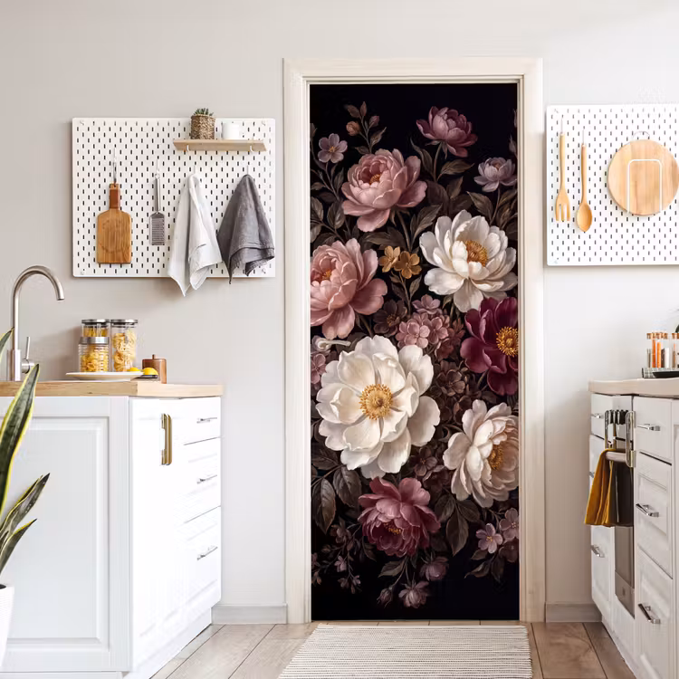 Deursticker - Bloemen - Boeket - Klassiek - Donker - Rood — 7