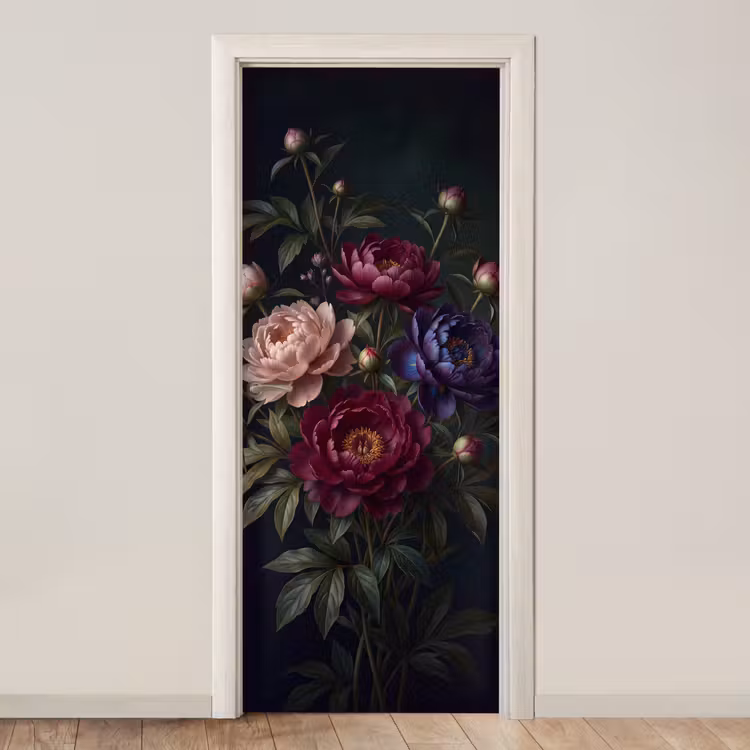 Deursticker - Bloemen - Boeket - Natuur - Modern - Donker — 1