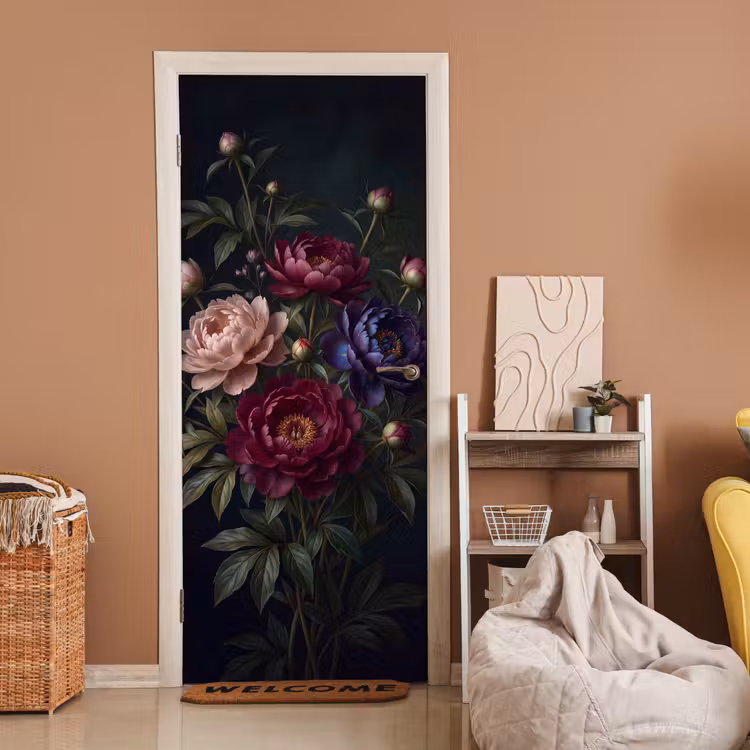 Deursticker - Bloemen - Boeket - Natuur - Modern - Donker — 2