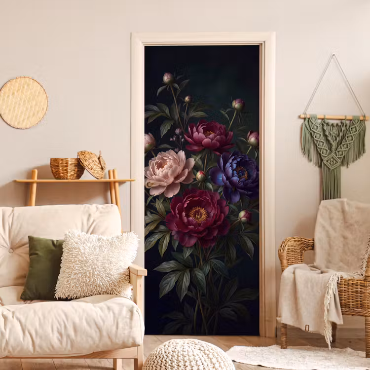 Deursticker - Bloemen - Boeket - Natuur - Modern - Donker — 4
