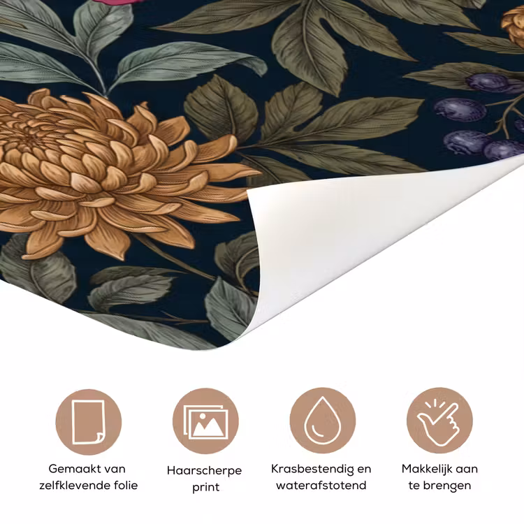 Deursticker - Bloemen - Botanisch - Illustratie - Donker - Vintage — 3