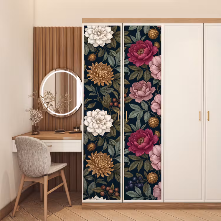 Deursticker - Bloemen - Botanisch - Illustratie - Donker - Vintage — 5