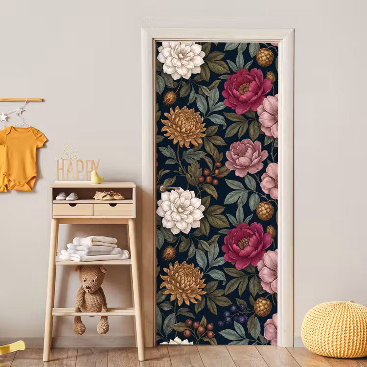 Deursticker - Bloemen - Botanisch - Illustratie - Donker - Vintage — 6