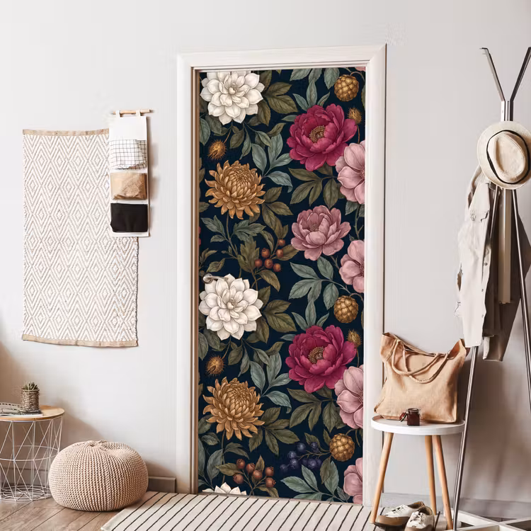 Deursticker - Bloemen - Botanisch - Illustratie - Donker - Vintage — 8