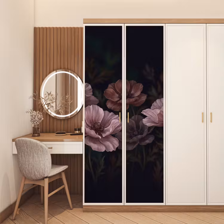 Deursticker - Bloemen - Natuur - Roze - Donker - Modern — 5