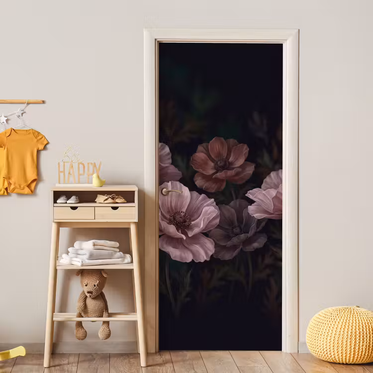 Deursticker - Bloemen - Natuur - Roze - Donker - Modern — 6