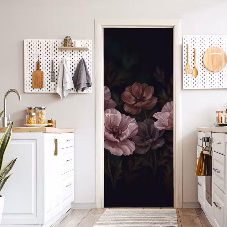 Deursticker - Bloemen - Natuur - Roze - Donker - Modern — 7