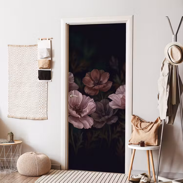 Deursticker - Bloemen - Natuur - Roze - Donker - Modern — 8
