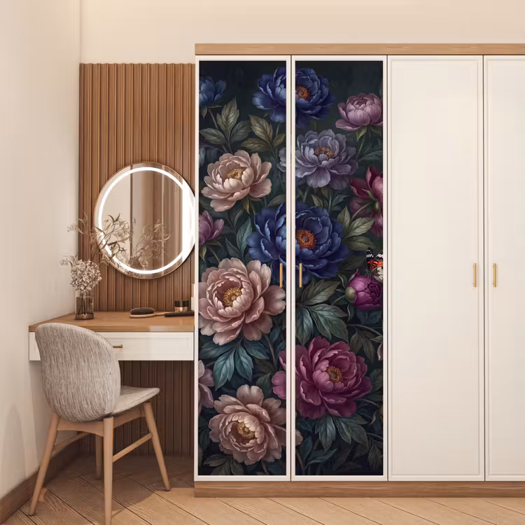 Deursticker - Bloemen - Vlinder - Natuur - Modern - Paars — 5