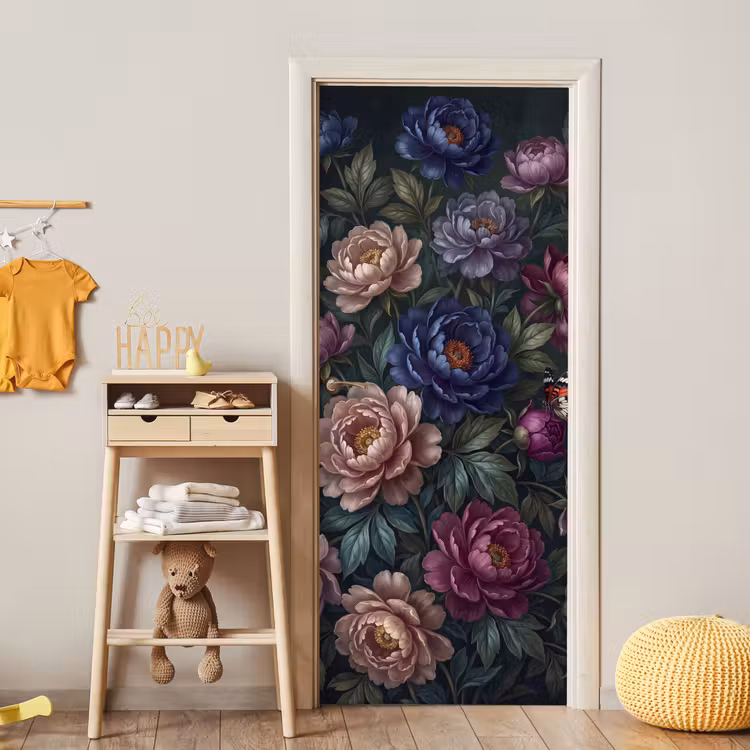 Deursticker - Bloemen - Vlinder - Natuur - Modern - Paars — 6