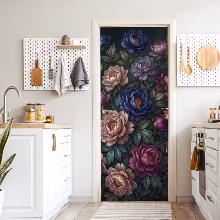 Deursticker - Bloemen - Vlinder - Natuur - Modern - Paars — 7