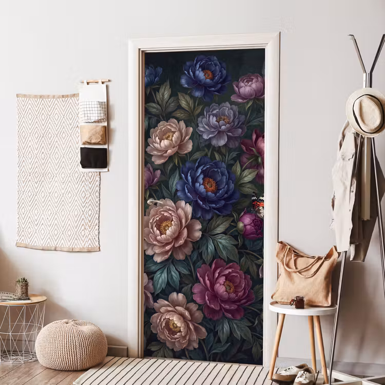Deursticker - Bloemen - Vlinder - Natuur - Modern - Paars — 8