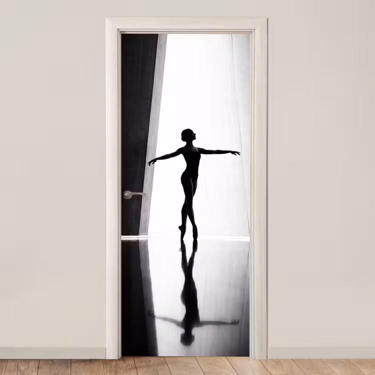 Deursticker - Danser - Silhouette - Kunst - Modern - Zwart-wit — 1