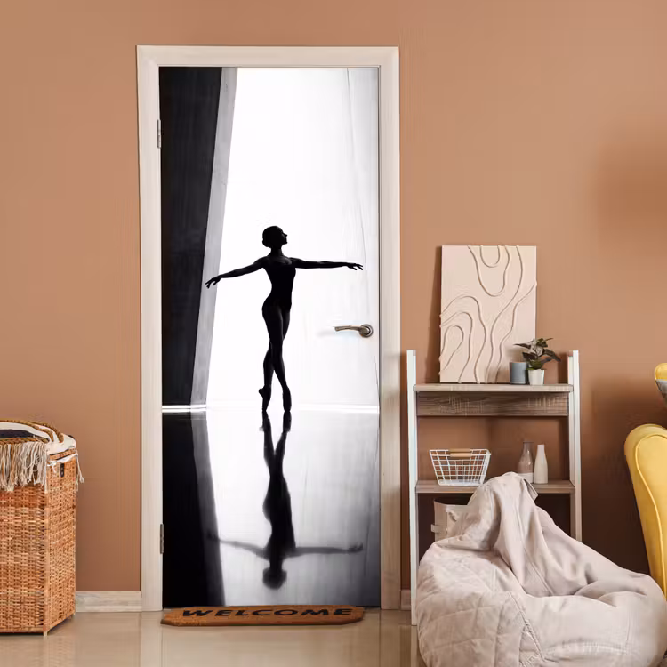 Deursticker - Danser - Silhouette - Kunst - Modern - Zwart-wit — 2