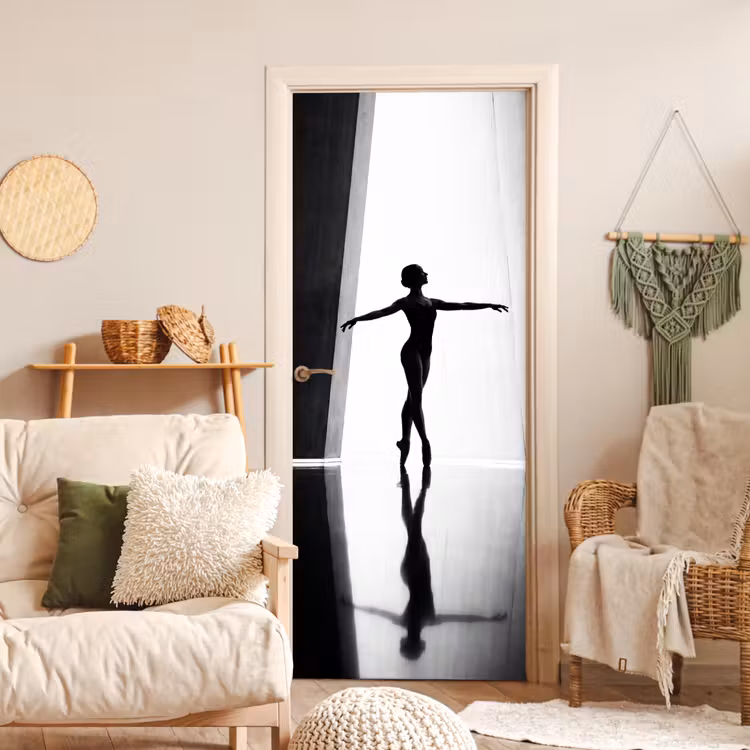 Deursticker - Danser - Silhouette - Kunst - Modern - Zwart-wit — 4