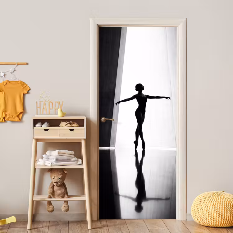 Deursticker - Danser - Silhouette - Kunst - Modern - Zwart-wit — 6