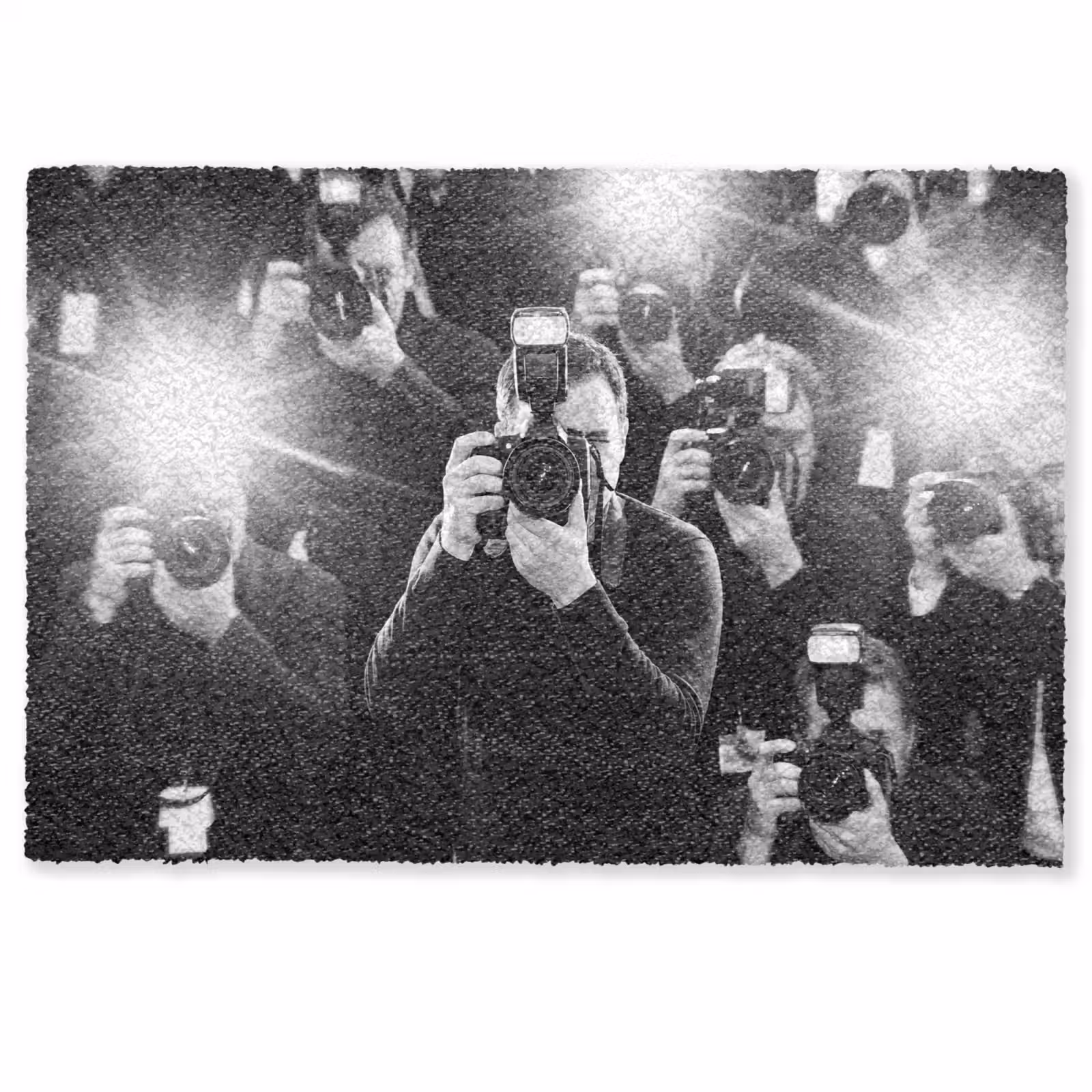 Deurmat - Mensen - Camera - Flitslicht - Zwart-wit - Media — 1
