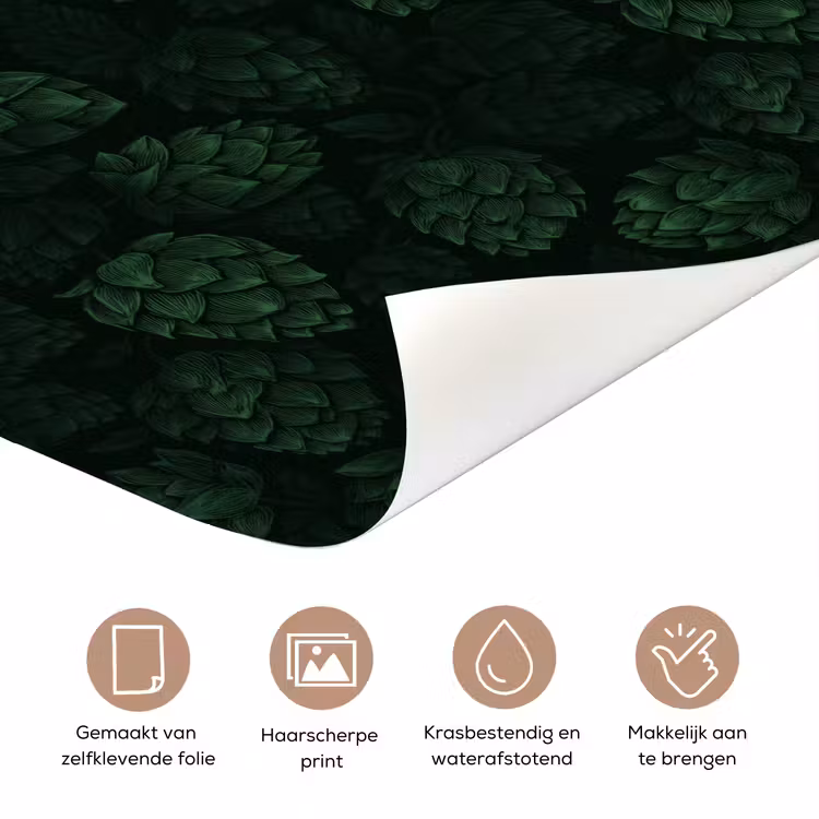 Deursticker - Donker - Groen - Hopbellen - Botanisch - Illustratie — 3