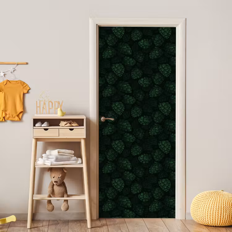 Deursticker - Donker - Groen - Hopbellen - Botanisch - Illustratie — 6