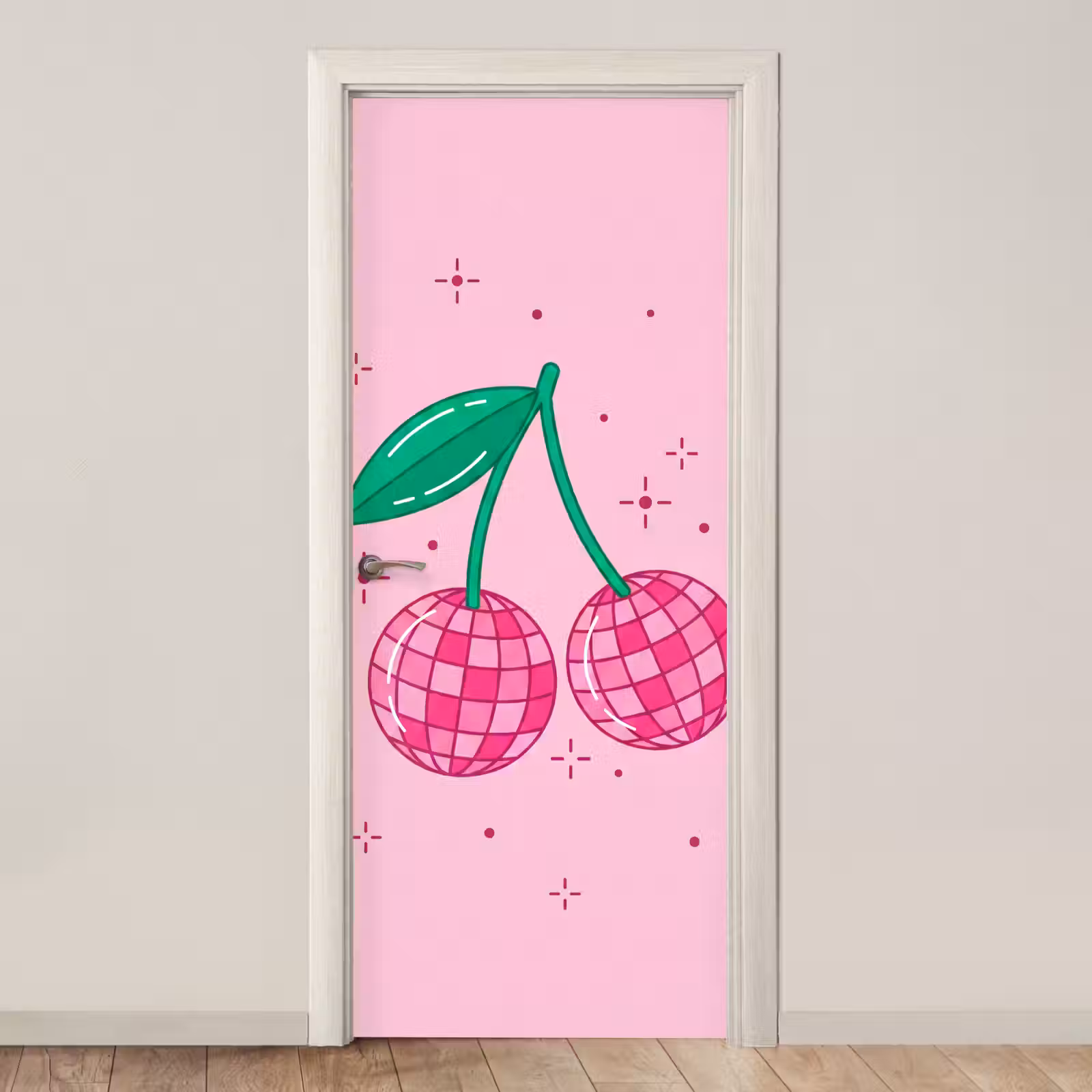 Deursticker - Decoratie - Disco-bal - Feest - Roze — 1
